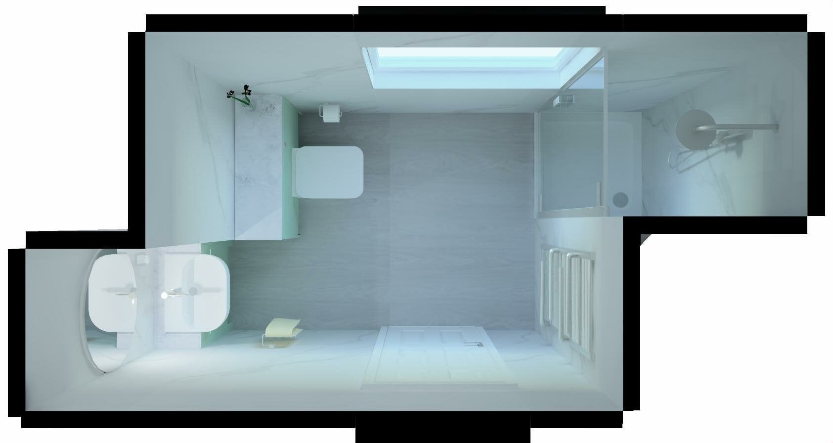 Birds eye view of a 3D mock up, created for a customer at Easy Bathrooms Chichester