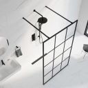 Amien Matt Black Grid Framed Shower Screen