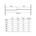 Moxby Chrome Sliding Shower Door Dimension Drawing