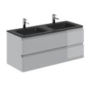 Neon Gloss Light Grey Wall Hung Vanity Unit with Grey Glass Basin 1200mm