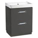 Tavistock Compass Gloss Clay Double Drawer Floor Standing Vanity Unit with Ceramic Basin 600mm