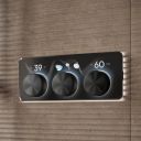 Aqualisa S3 black Horizontal Controls detailed view upon a brown  tiled background
