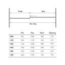 Moxby Chrome Sliding Shower Door Dimension Drawing