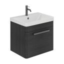 Esk Black Wall Hung Vanity Unit and Basin with Gunmetal Handles 500mm