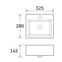 Blade White Square Cloakroom Basin 325x280mm spec