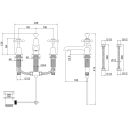 Burlington Claremont 3 Tap Hole Traditional Basin Tap with Pop-Up Waste Dimension Drawing