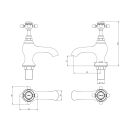 Grosvenor Chrome Basin Pillar Taps - dimensions