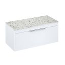 Britton Shoreditch Matt White Single Drawer Wall Hung Vanity Unit with Ice Blue Worktop 1000mm