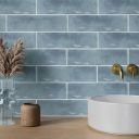 Babylon Blue Gloss Ceramic Brick Tile 246x60mm