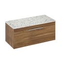 Britton Shoreditch Caramel Single Drawer Wall Hung Vanity Unit with Ice Blue Worktop 1000mm