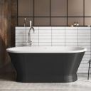 Glendale Matt Black Industrial Freestanding Acrylic Bath 1676x780mm - Roomset