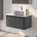 Wish Ribbed Wall Hung Vanity Unit in Charcoal with White Worktop