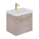 Esk Stone Grey Wall Hung Vanity Unit and Basin with Brushed Gold Handles 500mm