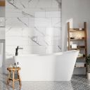 Modern marble roomset showcasing the Chardon White Freestanding Acrylic Bath 1600x800mm