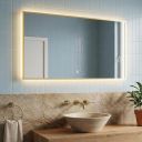 Rione Gold Rectangular Backlit LED Heated Bathroom Mirror 1000x550mm
