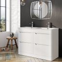 Ellis Matt White Floor Standing Vanity Unit with Ceramic Basin 1200mm - Roomset