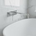 Moray Polished Chrome single lever bath mixer tap featuring a textured knurled detailing - Roomset