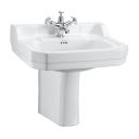 Burlington Edwardian Medium Square Basin & Semi Pedestal 1 Tap Hole