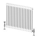 Upton White Double Horizontal Column Radiator - 600x785mm