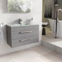 Nante Grey Ash Wall Hung Vanity Unit with Glass Basin 800mm