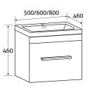 Esk Black Wall Hung Vanity Unit and Basin with Gunmetal Handles 800mm