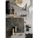 Moray Brushed Gold single lever basin mixer tap featuring a textured knurled detailing - Moodboard Display