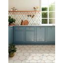 Elise Decor Blue Hexagon Matt Porcelain Tile 228x198mm
