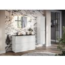 Neon Gloss White Floor Standing Vanity Unit with Grey Glass Basin 1200mm