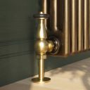 Antique Brass Wooden Head Angled Pair of Radiator Valves