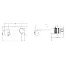 Moray Brushed Nickel wall mounted basin tap featuring a textured knurled detailing - dimensions