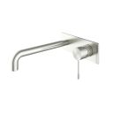 Moray Brushed Nickel single lever bath mixer tap featuring a textured knurled detailing
