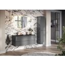 Neon Gloss Titanium Grey Wall Hung Vanity Unit with Grey Glass Basin 1200mm