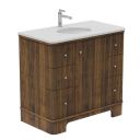 Hayward Walnut Ribbed Floor Standing Vanity Unit 900mm