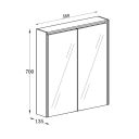 Newbury Matt Black LED Mirrored Wall Cabinet 750x700mm Spec Drawing