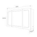Manor Triple Door Illuminated LED bathroom Mirrored Wall Cabinet 860x630mm Spec Dimension Drawing
