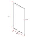 Amien Framed Fluted Glass Bath Screen - Brushed Gold 1500x800 specification