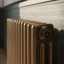 Clement Antique Brass Triple Column Radiator Close Up