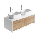 Devlin White & Oak Wall Hung Vanity Unit 1200mm