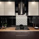 Pescara Ceramic Black Fan Tile 150x134mm