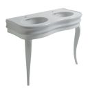 Laine Gloss White Double Console Basin with Wooden Stand
