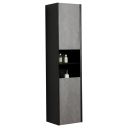 Snowdon Concrete and Black Wall Mounted Tall Storage Cabinet