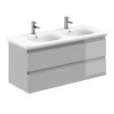 Neon Gloss Light Grey Wall Hung Vanity Unit with Lynx Resin Basin 1200mm