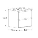 Newbury Wall Hung Vanity Unit in Matt Black & Sawn Oak - 500mm Spec Drawing
