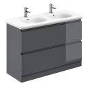 Neon Gloss Titanium Grey Floor Standing Vanity Unit with Lynx Resin Basin 1200mm