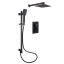 Zena Matt Black Square Double Outlet Valve with Slide Rail Kit, Shower Head
