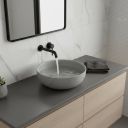 Brava Light Grey Travertine Texture Concrete Round Countertop Basin 360mm