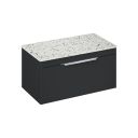 Britton Shoreditch Matt Grey Single Drawer Wall Hung Vanity Unit with Ice Blue Worktop 850mm