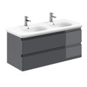 Neon Gloss Titanium Grey Wall Hung Vanity Unit with Lynx Resin Basin 1200mm