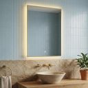 Rione Gold Rectangular Backlit LED Heated Bathroom Mirror 500x725mm