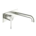 Moray Brushed Nickel wall mounted basin tap featuring a textured knurled detailing